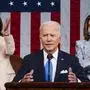 President Joe Biden addresses a joint session of Congress, Wednesday, April 28, 2021, in the House Chamber at the U.S. Capitol in Washington, as Vice President Kamala Harris, left, and House Speaker Nancy Pelosi of Calif., stand and applaud. (Melina Mara/The Washington Post via AP, Pool)
