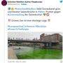 Der Donaukanal wurde von den Aktivisten grün eingefärbt