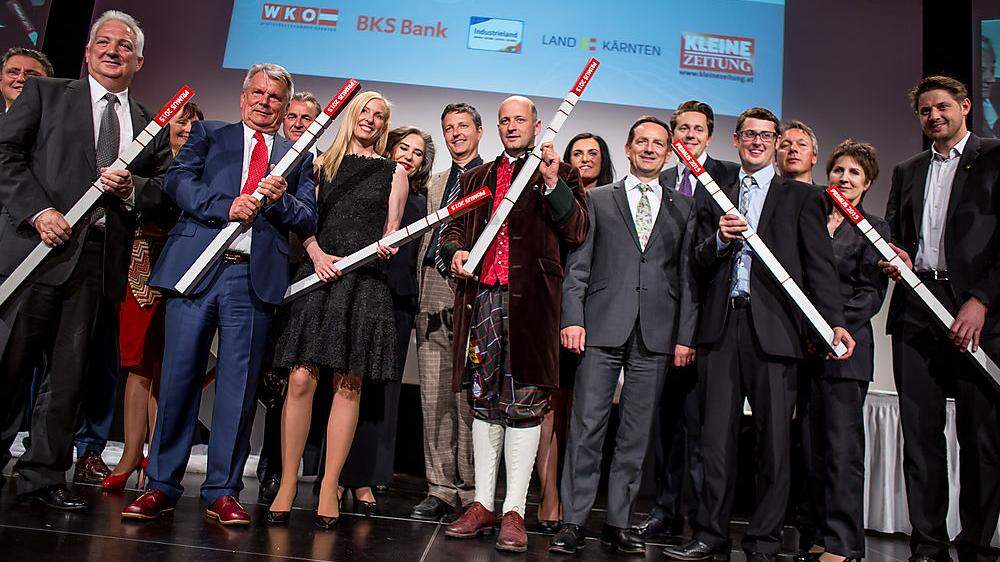 Die Primuspreisträger 2015: Erich Dörflinger, Hans Peter Haselsteiner, Simone Ronacher, Herwig Ertl, Marcel Mild, Hannes Müller
