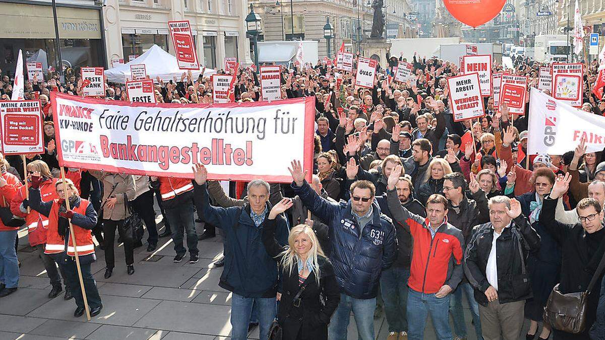 Proteste von Bank-Mitarbeiter in Wien (Archivbild)