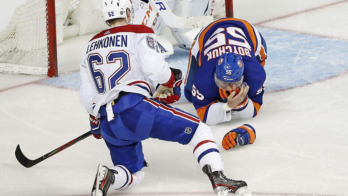 Artturi Lehkonen erwischte Johnny Boychuk mit der Kufe im Gesicht