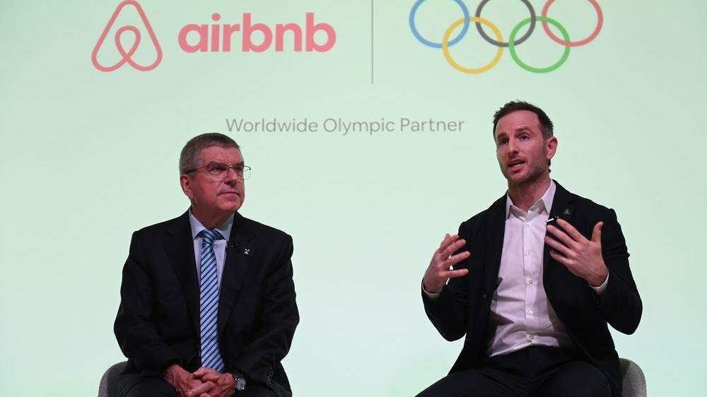 IOC-Chef Thomas Bach und Airbnb-Co-Gründer Joe Gebbia