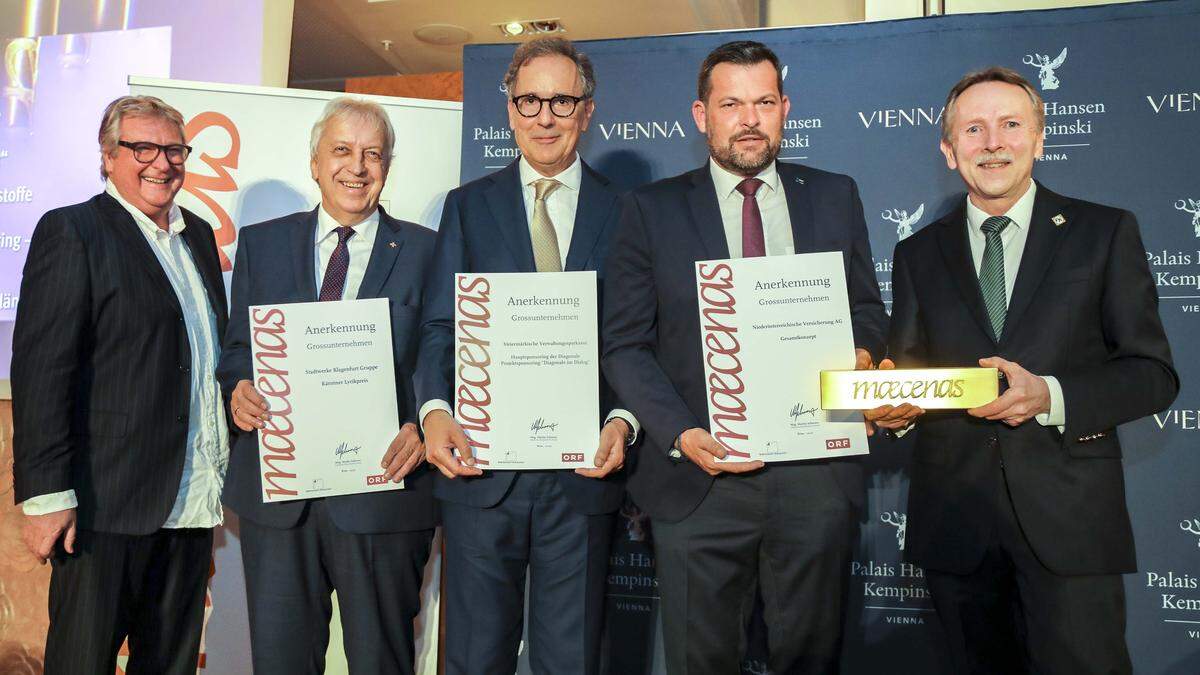 Martin Schwarz, Gründer der Initiative Wirtschaft für Kunst, Lyrikpreis-Erfinder Harald Raffer, Alexander Eberan, Thomas Wild und Werner Bathelt