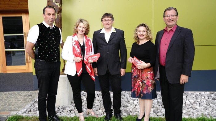 Die Spannung vor Beginn der Diskussion steigt. Wolfgang Krenn, Martina Pirker, Gerhard Mentil, Claudia Lux, Peter Hassler