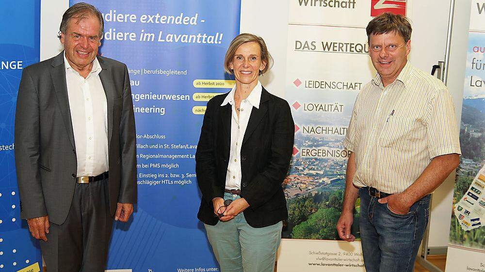 Von links: Edwin Storfer (VLW), Ulla Birnbacher (FH Kärnten) und Alfred Krobath (PMS) 