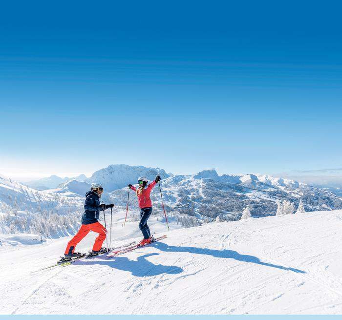 Das Nassfeld punktet mit Schneesicherheit, Pistenvielfalt, dem einzigartigen Panorama und den vielen Sonnenstunden