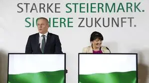 Landeshauptmann Mario Kunasek (FPÖ) und seine Vize Manuela Khom kündigten den Erhebungsdienst gegen Sozialbetrug bei der Präsentation des Regierungspakts erstmals an.