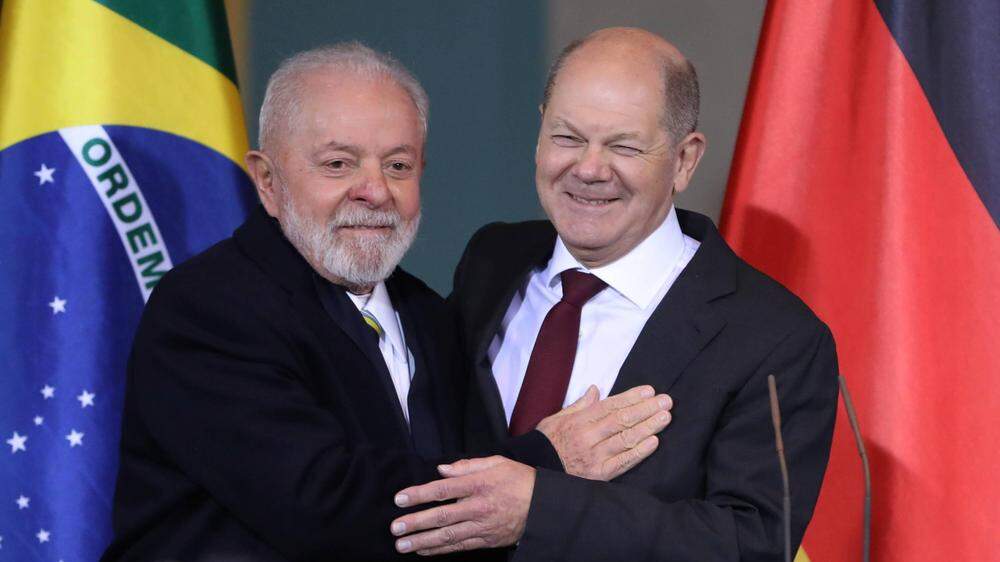 Brasiliens Präsident Luiz Inácio Lula da Silva mit dem deutschen Bundeskanzler Olaf Scholz: Bekenntnis zum EU-Mercosur-