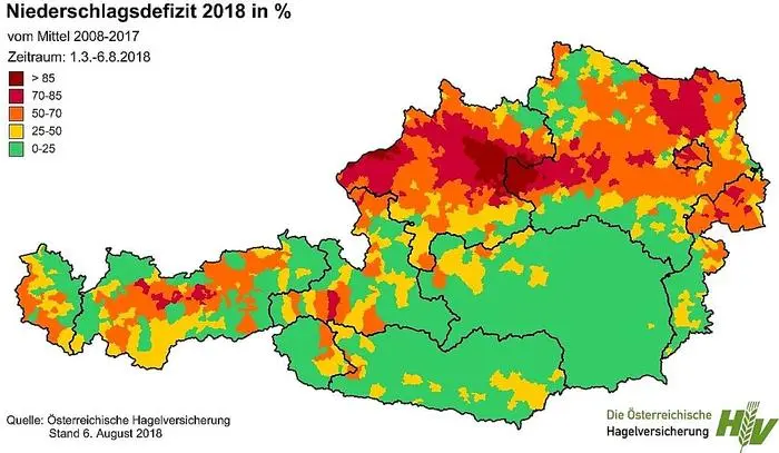Eine Grafik zeigt das Niederschlagsdefizit 2018
