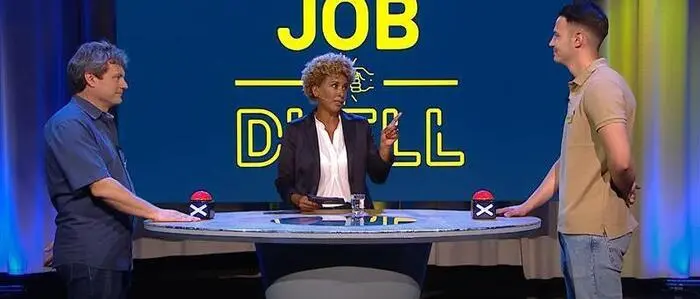 Porr stellt den Beruf des Kalkulanten bzw. der Kalkulantin mit Hilfe einer Rateshow mit Arabella Kiesbauer dar