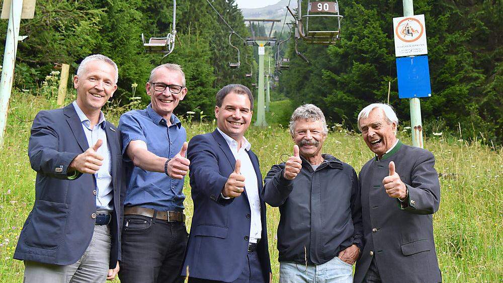 Retter des „Polsterlifts“: Johann Roth, Walter Hubner, Michael Schickhofer, Horst Kodritsch, Herbert Hiebler (v. l.) 