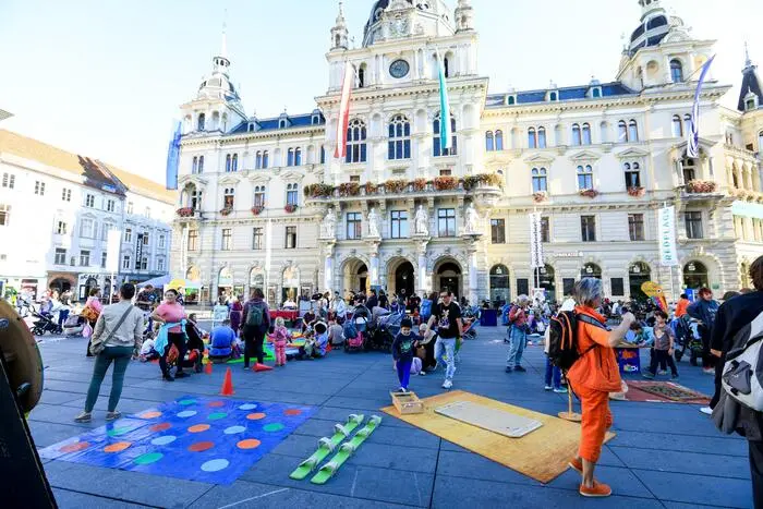 Der Grazer Hauptplatz wurde zum Spielplatz