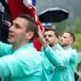 ABD0065_20240530 - WINDISCHGARSTEN - ÖSTERREICH: vlnr.: Maximilian Wöber, Florian Grillitsch und Marko Arnautovic am Donnerstag, 30. Mai 2024, im Rahmen eines öffentlichen Trainings des ÖFB-Nationalteams in Windischgarsten. - FOTO: APA/GEORG HOCHMUTH