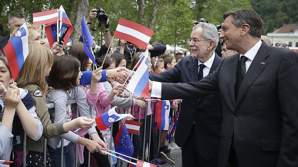 Herzlicher Empfang: Bundespräsident Alexander Van der Bellen bei Borut Pahor in Slowenien