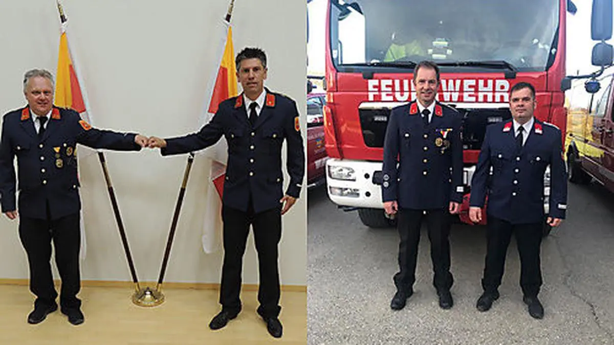 Von links: Michael Regenfelder und Hans Joas junior (FF Thalsdorf) sowie Simon und Ewald Remschnig (FF Treffelsdorf) 