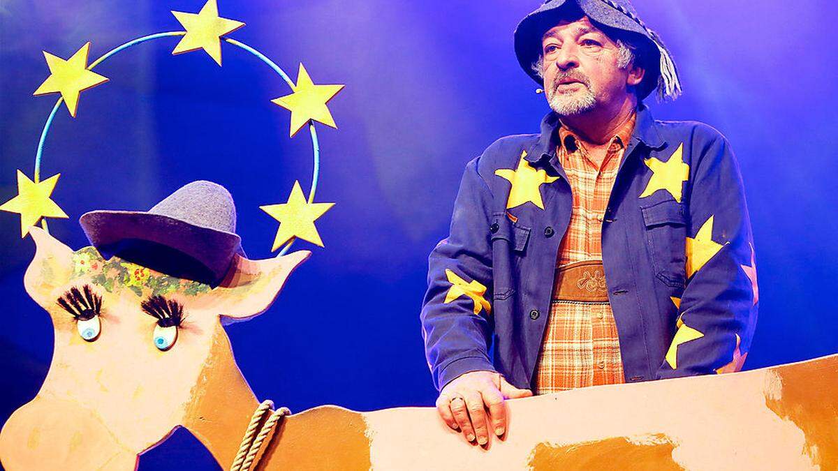 EU-Bauer Manfred Tisal ist der einzige Prangerredner beim Villacher Fasching