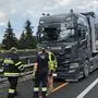 Der Lkw blieb genau im Baustellenbereich kurz vor dem Herzogbergtunnel stehen