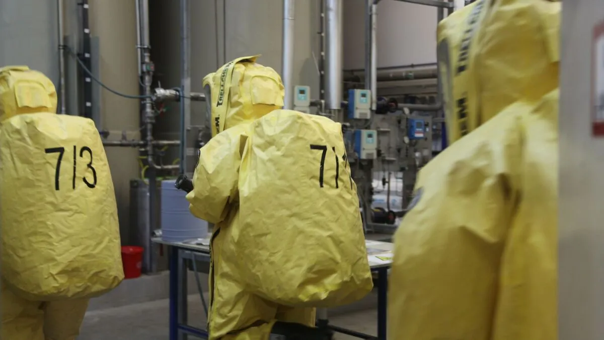 Der Atemschutztrupp der eingesetzten Feuerwehren musste zusätzlich einen Vollkörperschutzanzug tragen