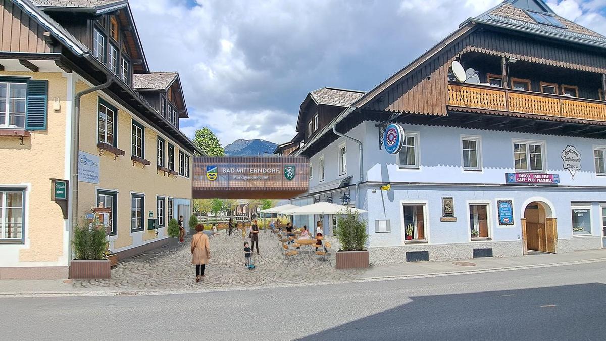 Ein Übergang würde das bestehende Gemeindeamt mit den neuen Gemeinderäumlichkeiten im Haus Kasperer verbinden