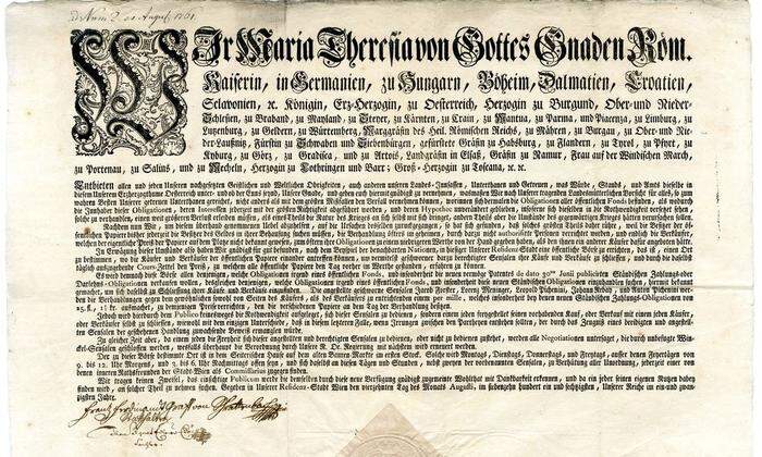 1771 gründete Maria Theresia die Wiener Börse als Zwangsbörse zur staatlichen Kapitalaufbringung nach französischem Vorbild