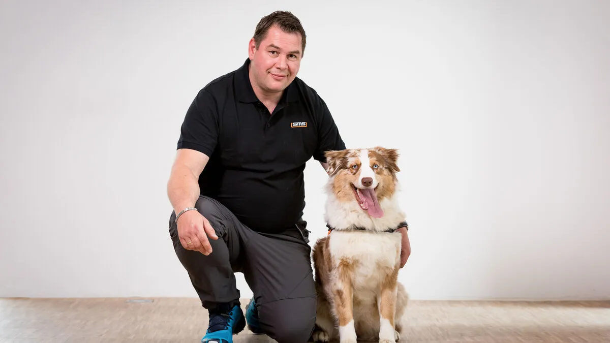 Christian Juvan und seine Hündin "Dizzy"