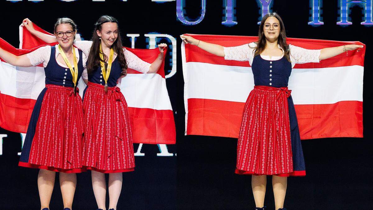 Lara Tynnauer (r.) und Anna Maria Theurl (Mitte) – im Team mit Lisa Lintschinger aus Salzburg (l.) – holten Gold für die Steiermark