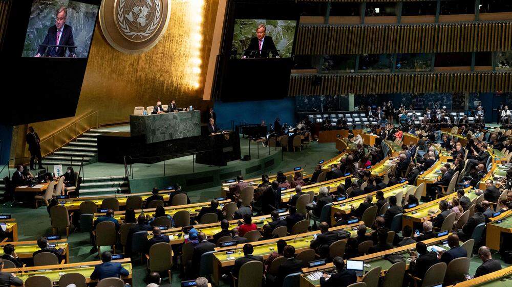 Antonio Guterres vor der UNO-Generalversammlung in New York. 