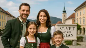ChatGPTs Vorstellung einer Kärntner Familie: In Tracht und mit jeweils 2 Kindern