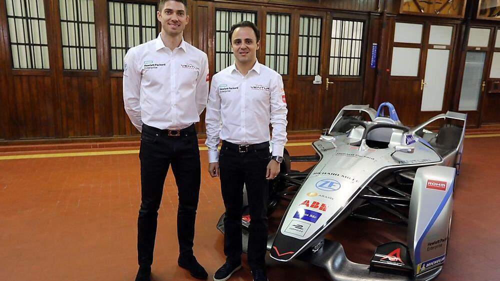 Die Piloten Felipe Massa (rechts) und Edoardo Mortara mit dem neuen VENTURI