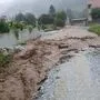 Überschwemmte Straße in Oberzeiring