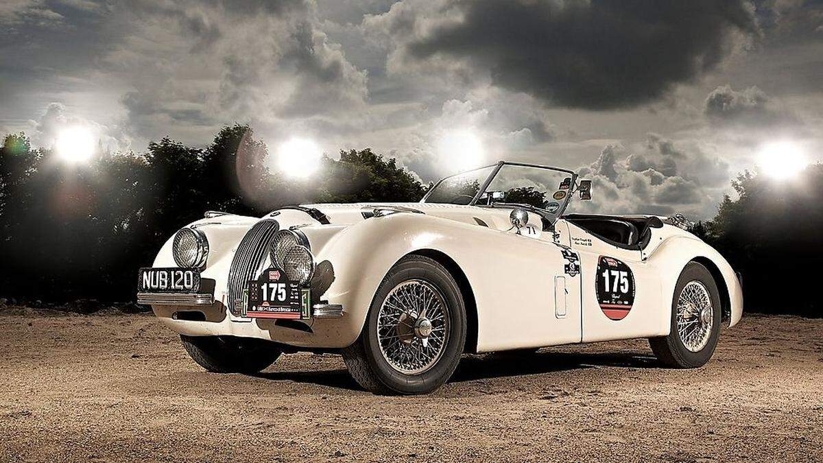 Der XK mit dem Kennzeichen NUB 120 ist der berühmteste seiner Art und gewann viele Rallyes 