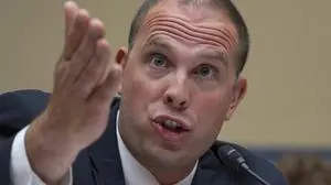 U.S. Air Force (Ret.) Maj. David Grusch, testifies before a House Oversight and Accountability subcommittee hearing on UFOs, Wednesday, July 26, 2023, on Capitol Hill in  Washington. (AP Photo/Nathan Howard)