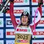 SAALBACH,AUSTRIA,06.FEB.25 - ALPINE SKIING - FIS Alpine World Ski Championships Saalbach 2025, Super G, ladies. Image shows the rejoicing of Stephanie Venier (AUT).
Photo: GEPA pictures/ David Geieregger
