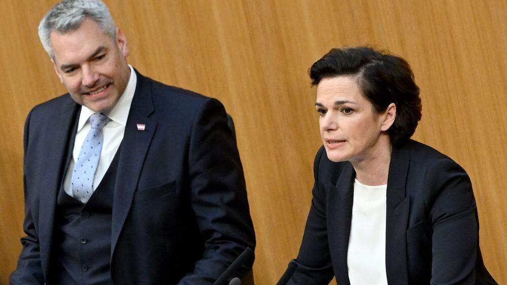Kanzler Karl Nehammer (ÖVP) und SPÖ-Chefin Pamela Rendi-Wagner 