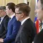 Bundesregierung mit Blümel, Anschober, Kurz, Kogler und Nehammer 