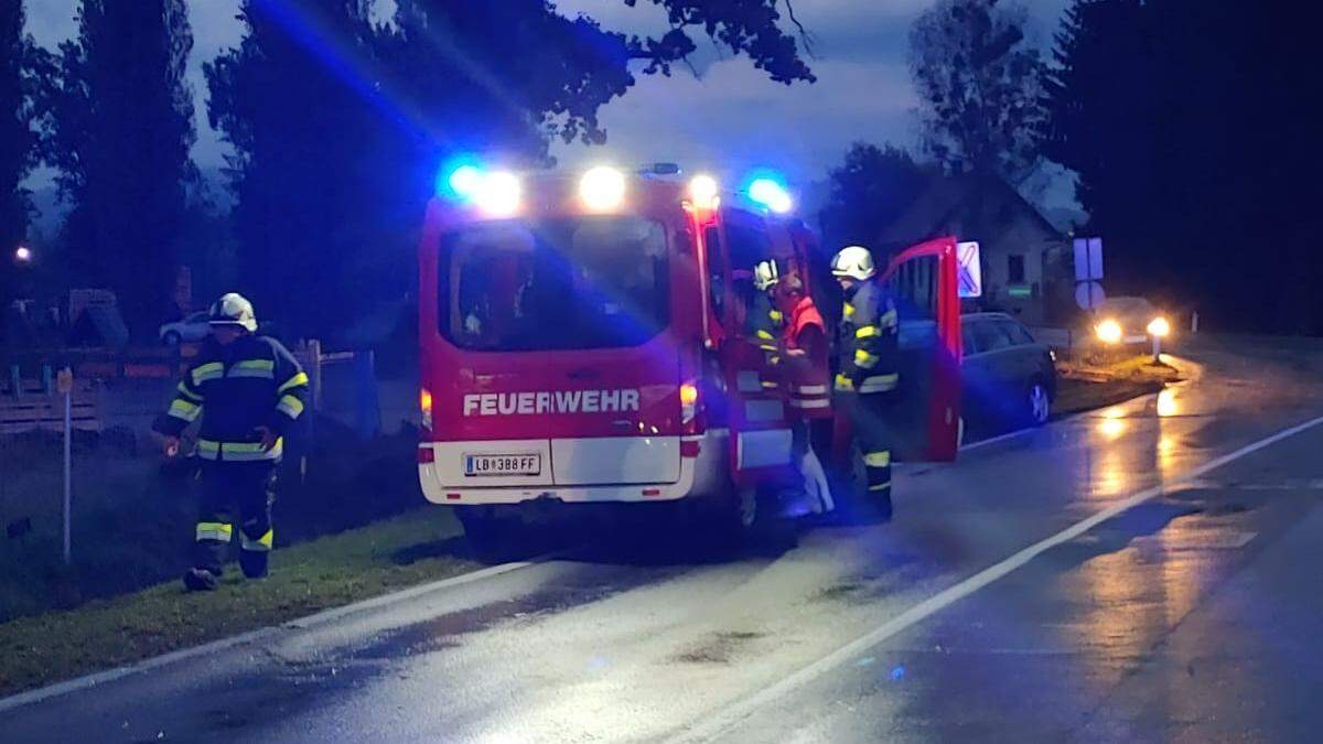 Das Auto geriet auf regennasser Fahrbahn ins Schleudern