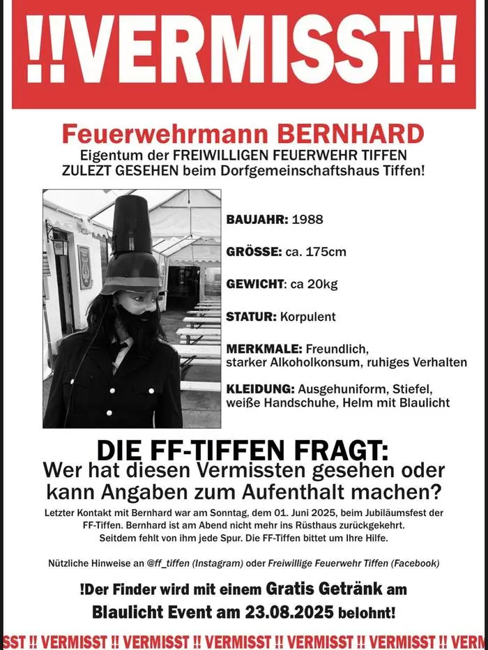 Die FF Tiffen veröffentlichte auf Social Media einen Steckbrief