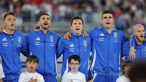 UEFA EUROPEAN FRIENDLY MATCH ITALY VS TURKEY IN BOLOGNA Bologna, Italy 4.06.2024: Italy player sing anthem before Uefa European friendly football match Italy vs Turkey at Stadio Renato DallAra in Bologna. BOLOGNA DALL ARA italy italy Copyright: xmarcoxiacobucci