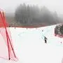The track is seen after the cancellation of the downhill training of the FIS Alpine Ski World Cup in Garmisch-Partenkirchen, southern Germany, on February 1, 2025. (Photo by KERSTIN JOENSSON / AFP)