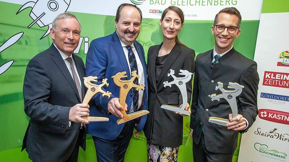Die Preisträger: Christian Purrer (Energie Steiermark), Johann Lafer, Melanie Franke (Rogner Bad Blumau) und Philip Borckenstein-Quirini (Therme Loipersdorf)