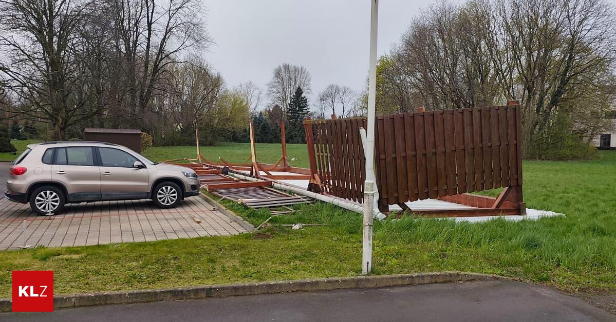 Sturmb-e-schleuderte-Carport-in-Wiese-B-ume-st-rzten-auf-Stra-en