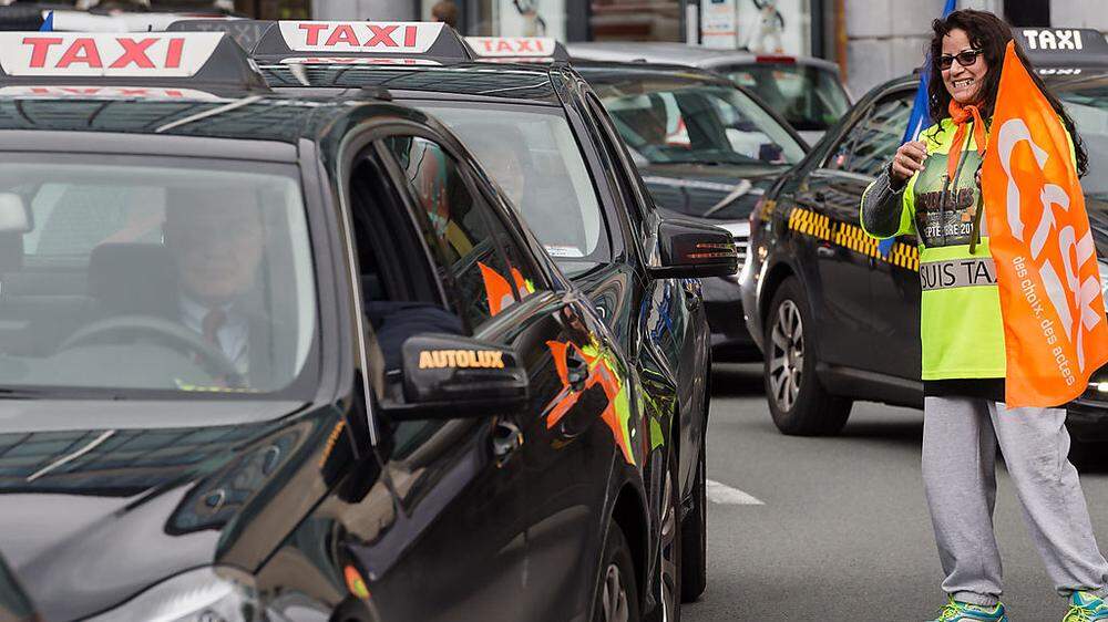 Taxler-Protest gegen Uber in Brüssel