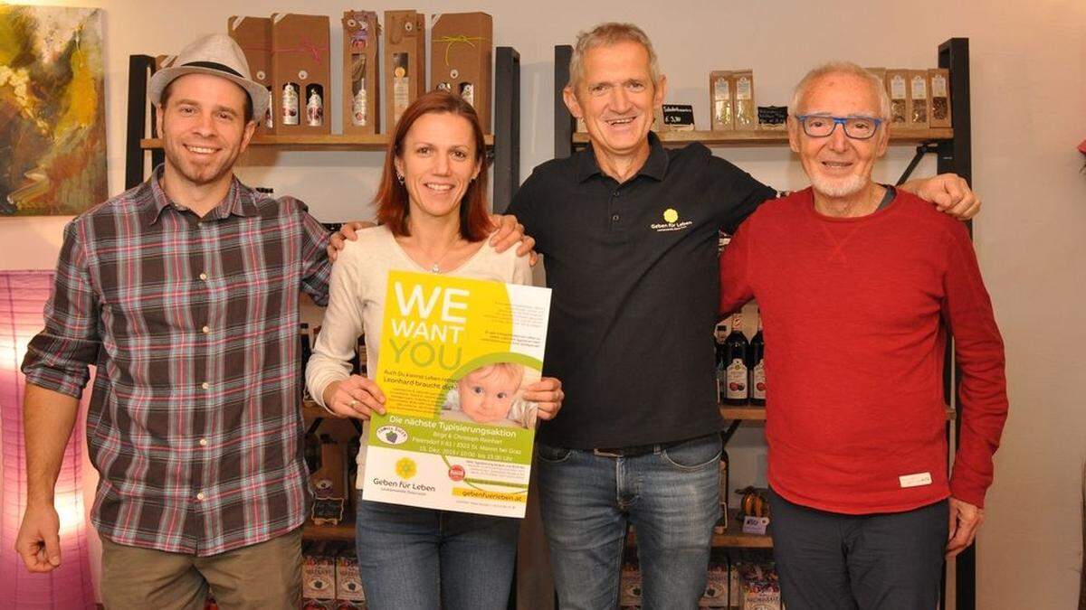      Christoph und Birgit Reinhart mit Walter Brenner und Harald Müller (Leukämiehilfe Österreich)	