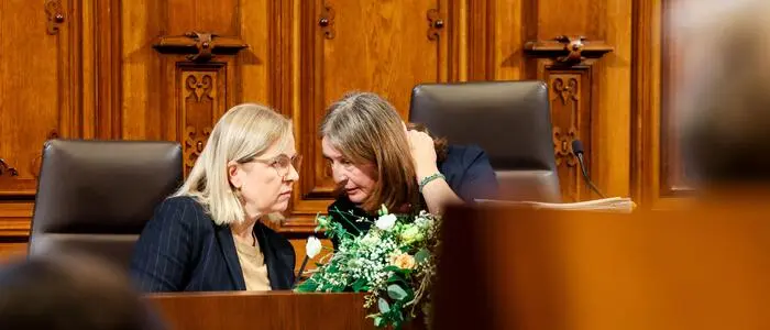 Vizebürgermeisterin Judith Schwentner (Grüne) und Bürgermeisterin Elke Kahr (KPÖ)