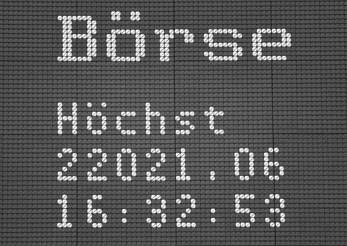 A display shows the German Stock Market Index DAX at 22021,06 points at the stock exchange in Frankfurt, Germany on February 11, 2024. Germany's blue-chip DAX stock index rose above 22,000 points for the first time on February 11, 2025, led by industrial conglomerate Siemens and software giant SAP. (Photo by Daniel ROLAND / AFP)