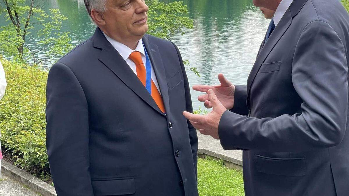 Orbán (li.) und Dolinar in Bled in Slowenien