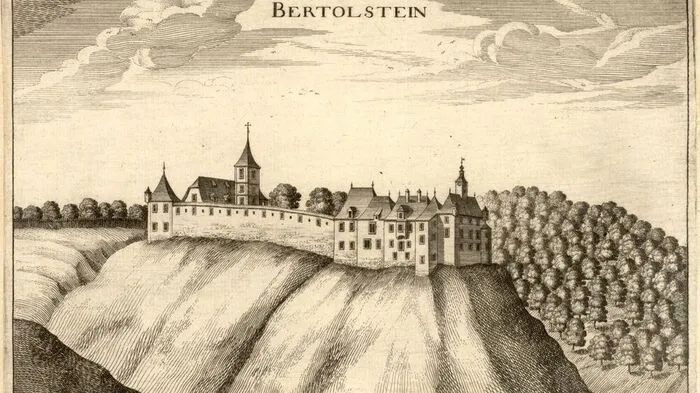 Eine Abbildung von Schloss Bertholdstein aus längst vergangener Zeit
