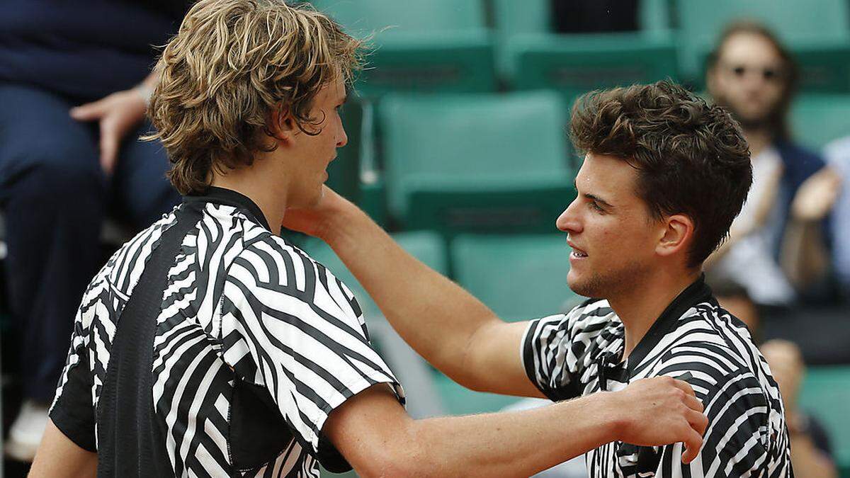 Zuletzt haben Thiem und Zverev beim Achtelfinale der French Open gegeneinander gespielt