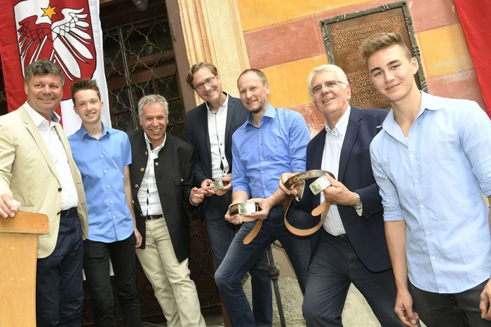 Gerhard Pirih, Julian Löschnig, Franz Eder, Vladimir Prebilic, Bernd Poggemöller, Giuseppe Gaiarin und Michael Matefi (von links)