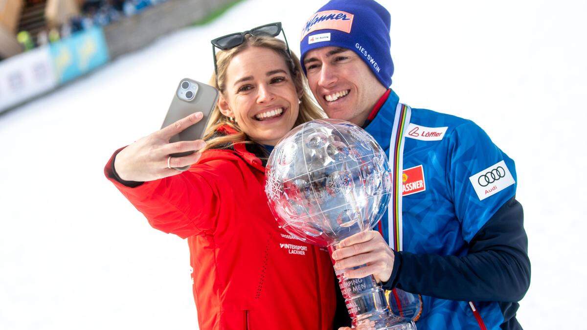 Stefan Kraft mit Frau Marisa beim Saisonfinale in Planica